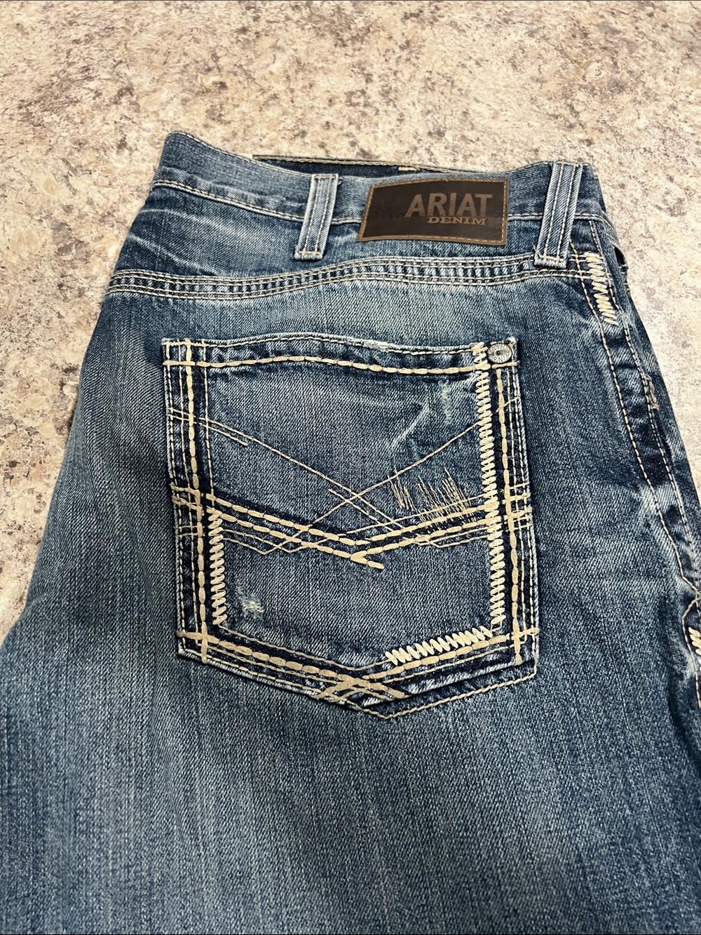 Ariat Men's Distressed Medium Blue Relaxed Jeans